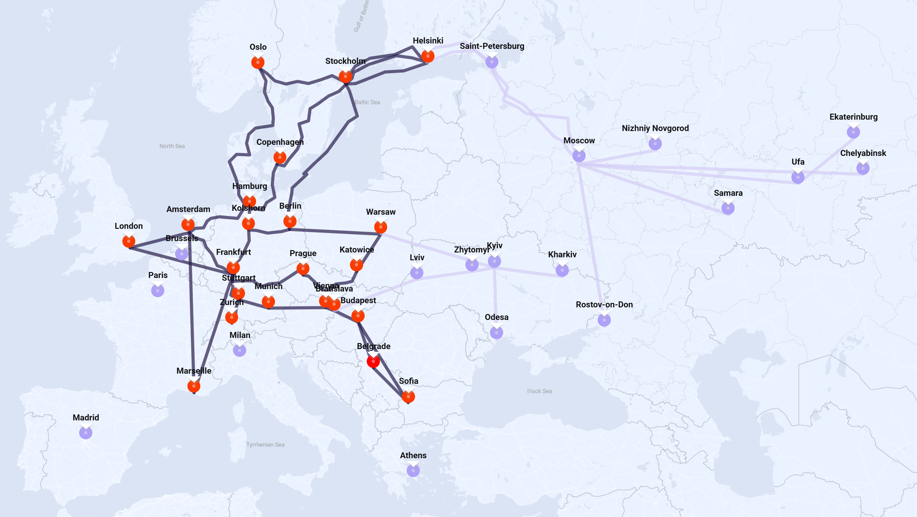 Карта сетей GNM и 